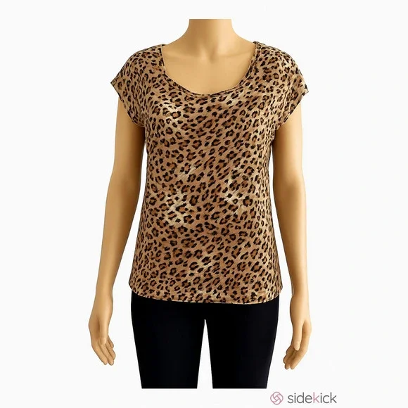 WIP Melody semi casual topshirt M scoop neck leopard print detailed back - Picture 1 of 14